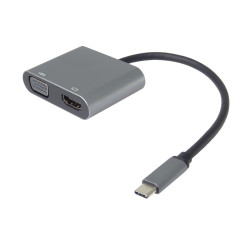 PremiumCord MST adaptér USB-C na HDMI + VGA, rozlíšenie 4K a FULL HD 1080p