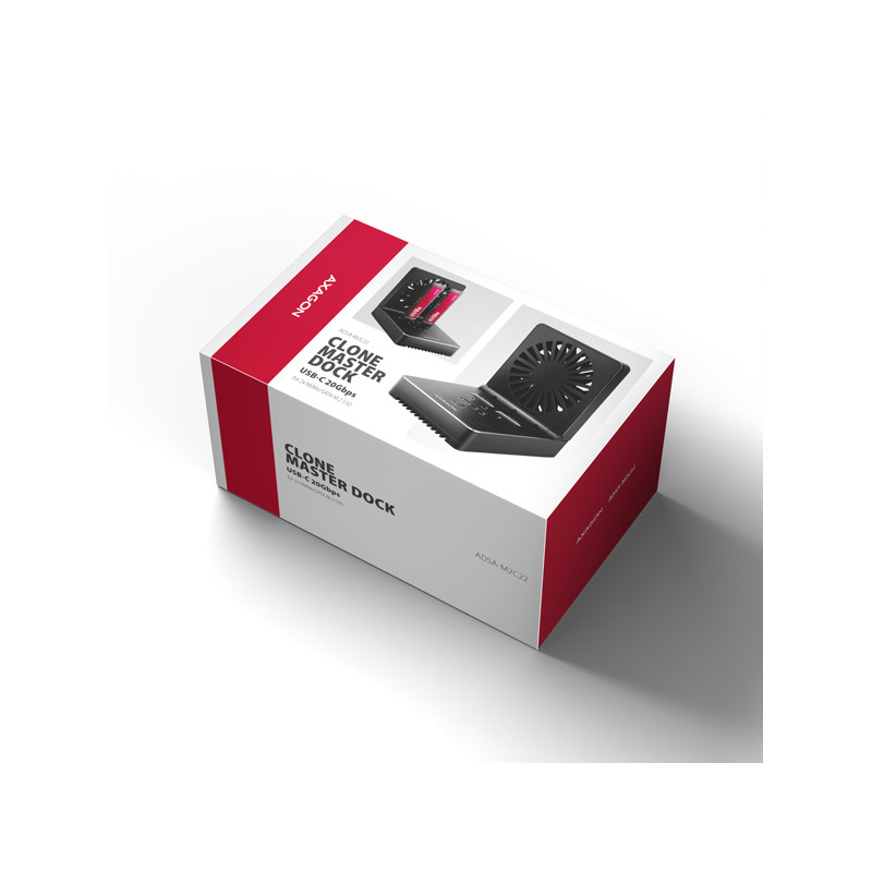 AXAGON ADSA-M2C22, USB-C 20Gbps dokovacia stanica pre 2× M.2 NVMe/SATA SSD s funkciou klonovania