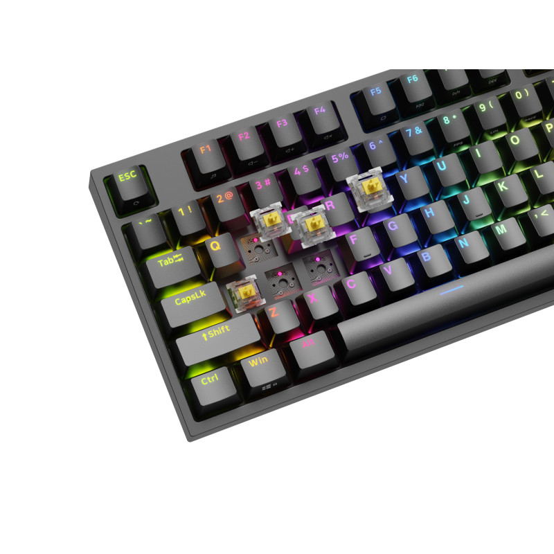 Genesis herná mechanická klávesnica THOR 404/RGB/Gateron Yellow Pro/Drôtová USB/US layout/Čierna
