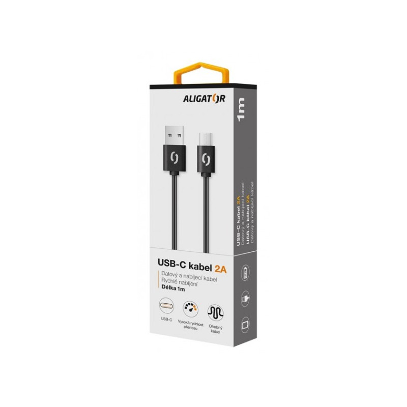 ALIGATOR Dátový kábel 2A, USB-C čierny