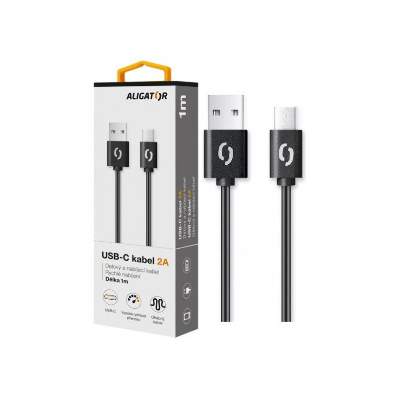 ALIGATOR Dátový kábel 2A, USB-C čierny