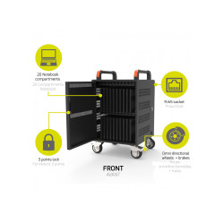 NONAME - PORT CONNECT CHARGING CABINET 20 Notebooks + RACK 1xU 19'', černý