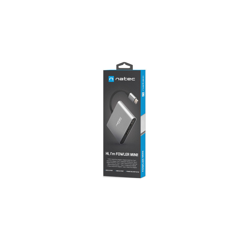 Natec multiport adaptér Fowler MINI USB-C PD, USB 3.0, HDMI 4K