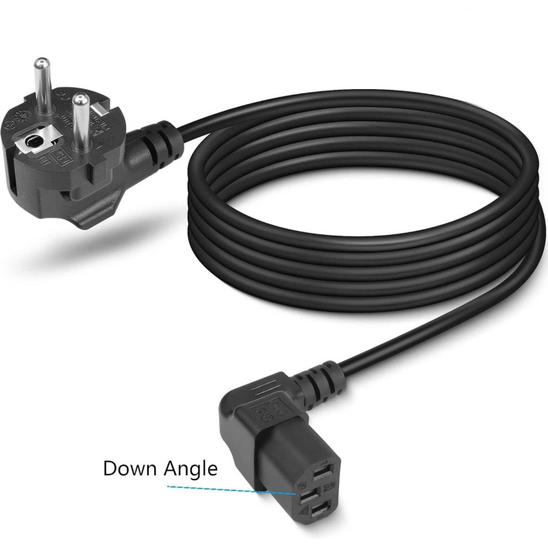 PremiumCord Kabel sieťový 230V k PC, 2m, 90° zahnutý