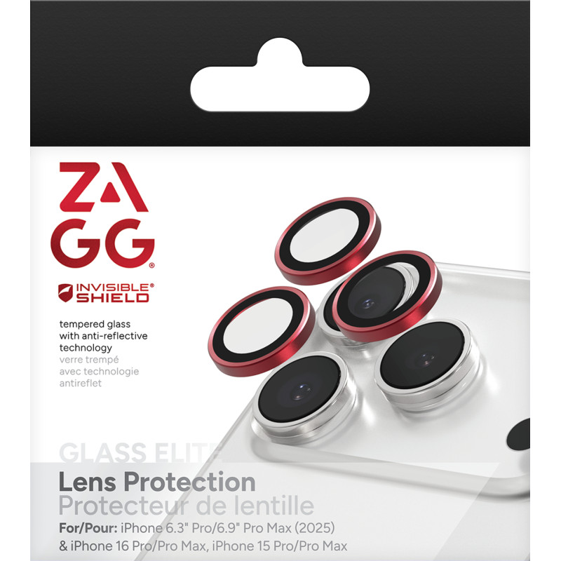 ZAGG Ochranná čočka Premium pre Apple iPhone 17 Pro/Pro Max 16 Pro/Pro Max/15 Pro/Pro Max - červená