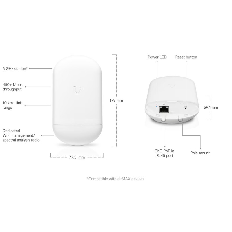 Ubiquiti NanoStation 5AC Loco (bez PoE adaptéra) (LOCO5AC)