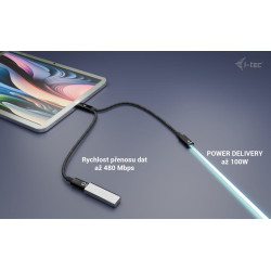 i-tec USB-C Cable Splitter Audio/Data, Power Delivery 100W
