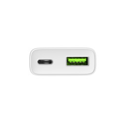 Univerzálna nabíjačka USB Natec RIBERA GaN SLIM, 20 W, 1X USB-A + 1X USB-C, Biela