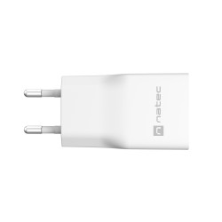 Univerzálna nabíjačka USB Natec RIBERA GaN SLIM, 20 W, 1X USB-A + 1X USB-C, Biela