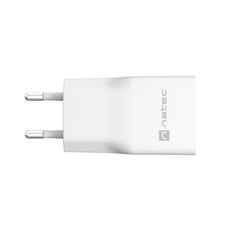 Univerzálna nabíjačka USB Natec RIBERA GaN SLIM, 20 W, 1X USB-A + 1X USB-C, Biela