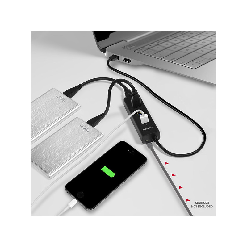 AXAGON HUE-S2B, 4x USB 3.0 CHARGING húb, micro USB napr. konektor, kábel USB-A 30cm