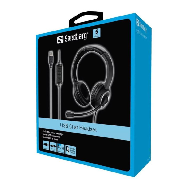 NONAME - Sandberg PC sluchátka USB Chat Headset s mikrofónom, čierna