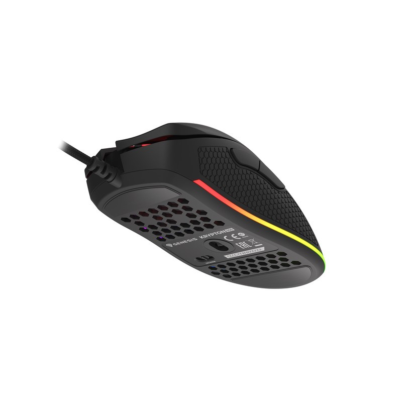 Genesis herná optická myš KRYPTON 555/RGB/8000 DPI/Herná/Optická/8 000 DPI/Drôtová USB/Čierna