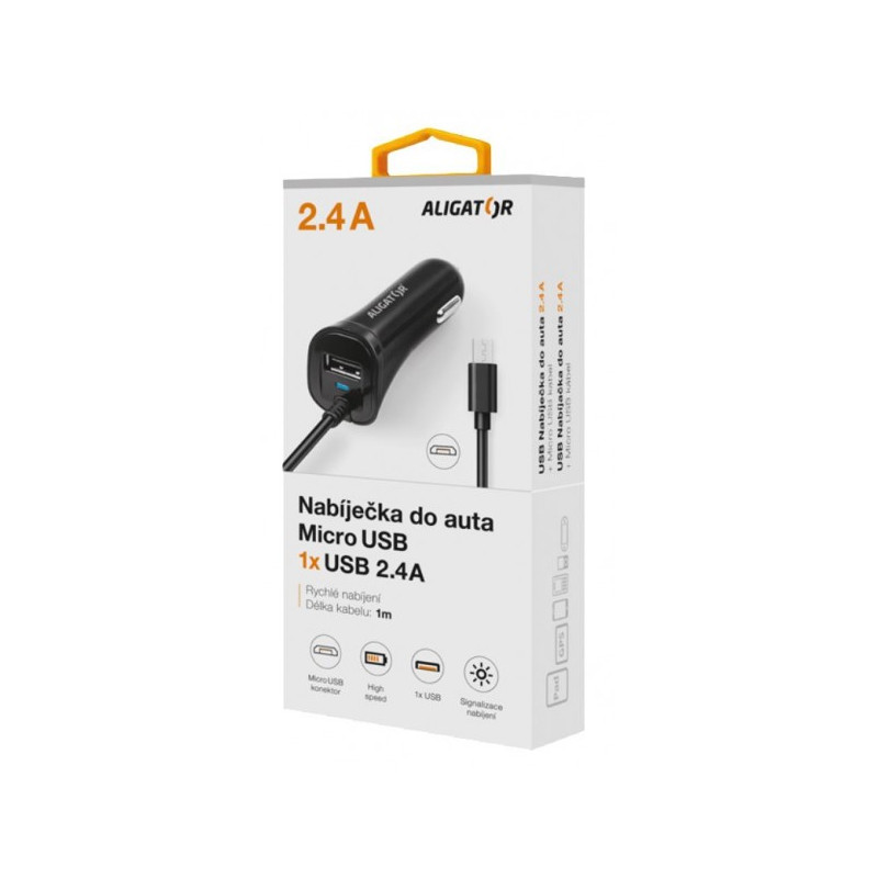 ALIGATOR - Aligátor nab. do auta 2xUSB výstupom 2,4A, čierna