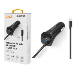 ALIGATOR - Aligátor nab. do auta 2xUSB výstupom 2,4A, čierna