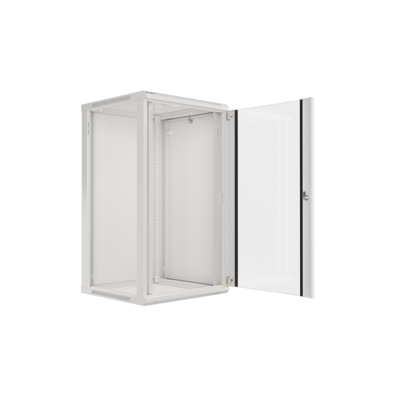 LANBERG 19'' RACKOVÁ SKRIŇA PRO MONTÁŽ NA STENU 22U/600X600 (FLAT PACK) S PROSKLENÝMI DVERAMI ŠEDÁ V2