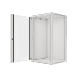 LANBERG 19'' RACKOVÁ SKRIŇA PRO MONTÁŽ NA STENU 22U/600X600 (FLAT PACK) S PROSKLENÝMI DVERAMI ŠEDÁ V2