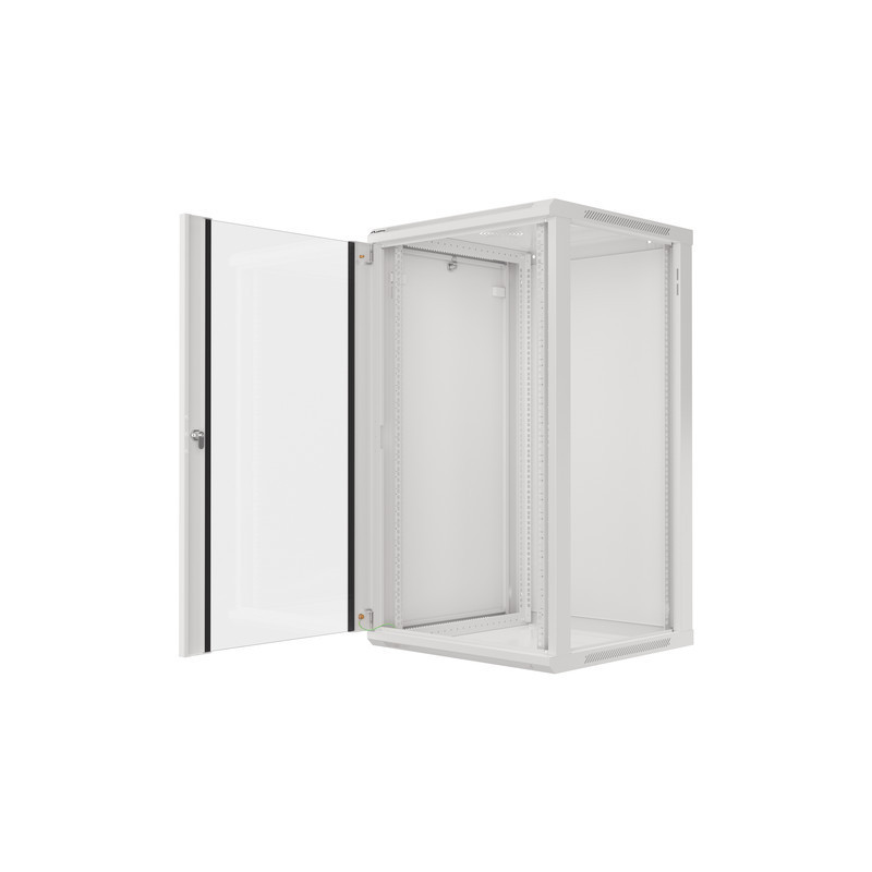 LANBERG 19'' RACKOVÁ SKRIŇA PRO MONTÁŽ NA STENU 22U/600X600 (FLAT PACK) S PROSKLENÝMI DVERAMI ŠEDÁ V2