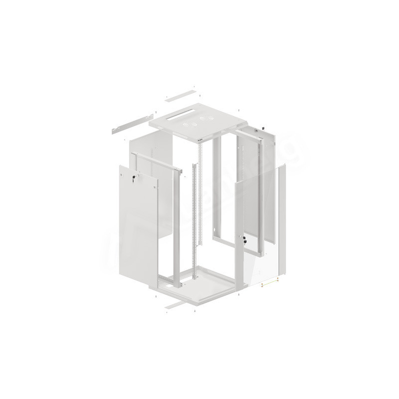LANBERG 19'' RACKOVÁ SKRIŇA PRO MONTÁŽ NA STENU 22U/600X600 (FLAT PACK) S PROSKLENÝMI DVERAMI ŠEDÁ V2