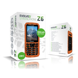 EVOLVEO StrongPhone Z6, IP68 odolný Dual SIM telefón, 2,8'' LCD, 4000mAh, Powerbanka,, oranžový