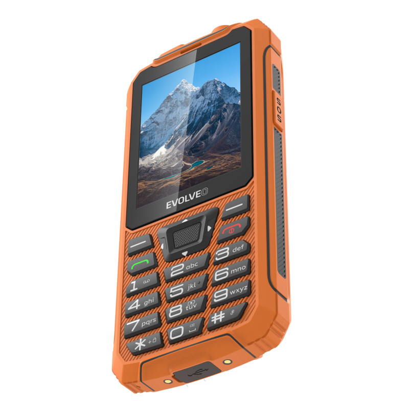 EVOLVEO StrongPhone Z6, IP68 odolný Dual SIM telefón, 2,8'' LCD, 4000mAh, Powerbanka,, oranžový