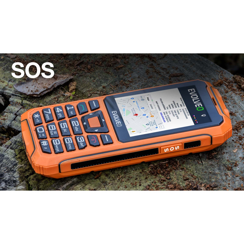 EVOLVEO StrongPhone Z6, IP68 odolný Dual SIM telefón, 2,8'' LCD, 4000mAh, Powerbanka,, oranžový