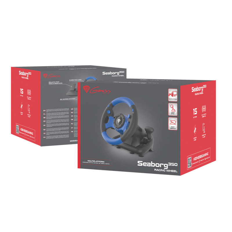 Genesis Seaborg 350 Herný volant, multiplatformný pre PC, PS4, PS3, Xbox One, Switch, 180°
