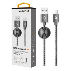 ALIGATOR PREMIUM Dátový kábel 2A, USB-C čierny