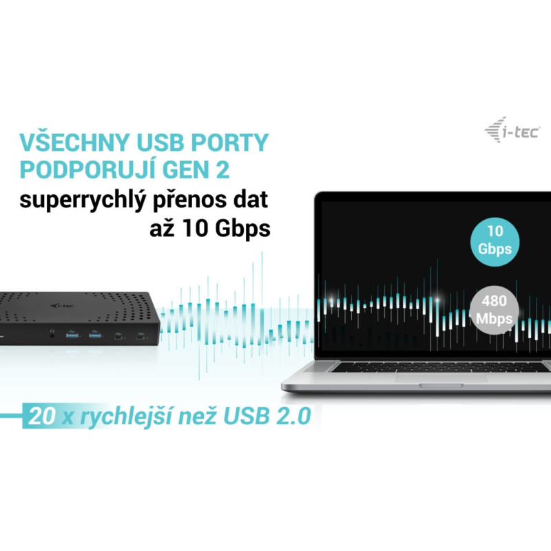 i-tec USB 3.0 / USB-C / Thunderbolt, 3x 4K Docking Station Gen 2, Power Delivery 100W