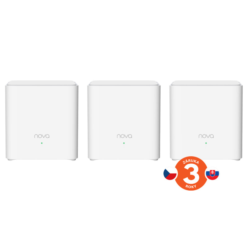 Tenda Nova EX3 (3-pack) WiFi6 AX1500 Mesh Gigabit systém, 6xGLAN/GWAN, WPA3, VPN, SMART CZ aplikácie