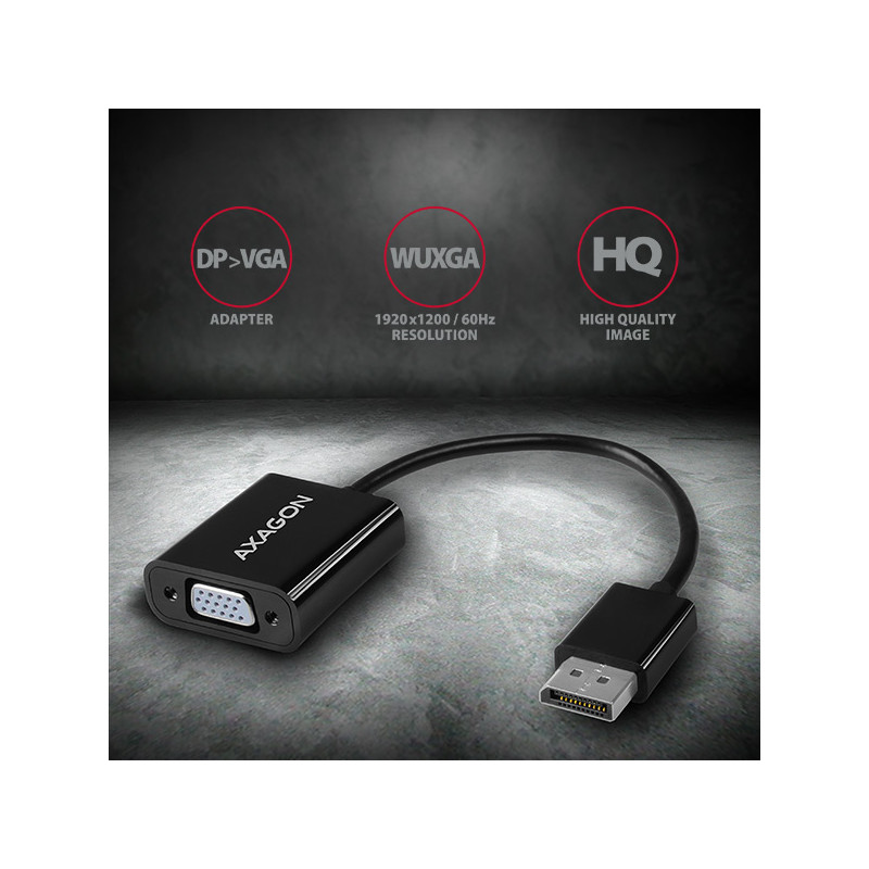 AXAGON RVD-VGN, DisplayPort - VGA redukcia / adaptér, FullHD, 1920*1200