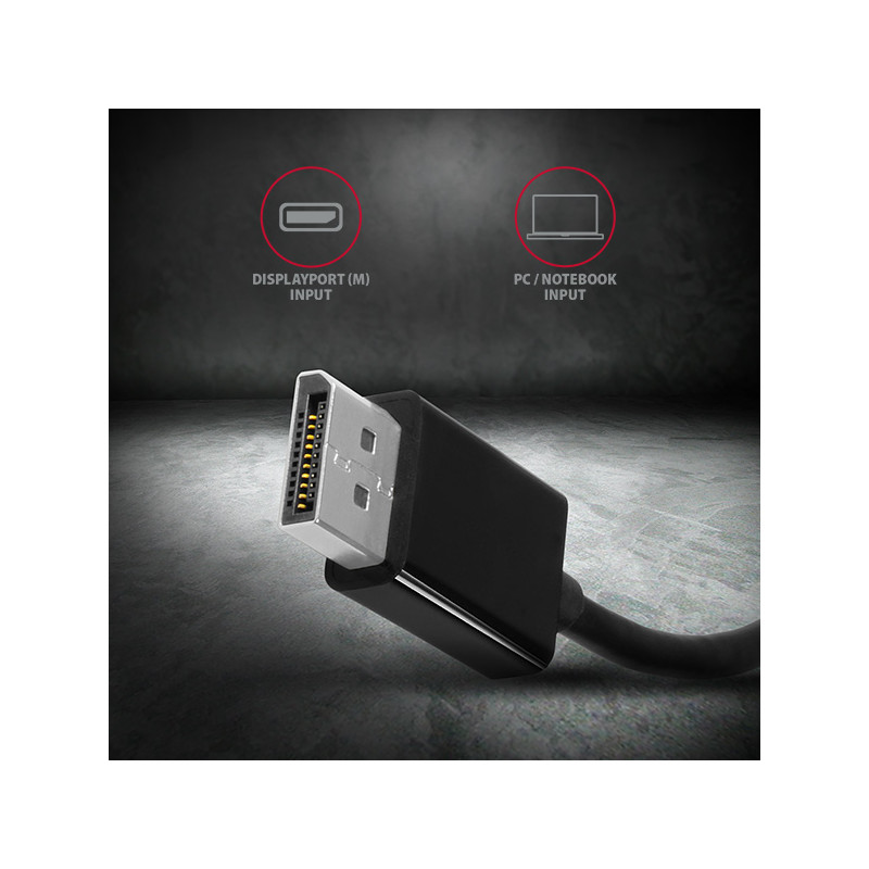 AXAGON RVD-VGN, DisplayPort - VGA redukcia / adaptér, FullHD, 1920*1200