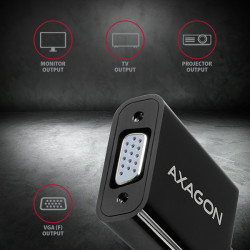 AXAGON RVD-VGN, DisplayPort - VGA redukcia / adaptér, FullHD, 1920*1200