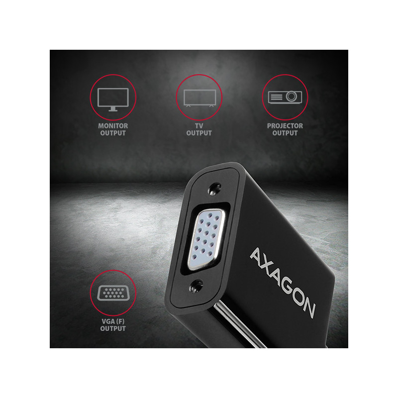 AXAGON RVD-VGN, DisplayPort - VGA redukcia / adaptér, FullHD, 1920*1200
