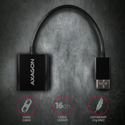AXAGON RVD-VGN, DisplayPort - VGA redukcia / adaptér, FullHD, 1920*1200
