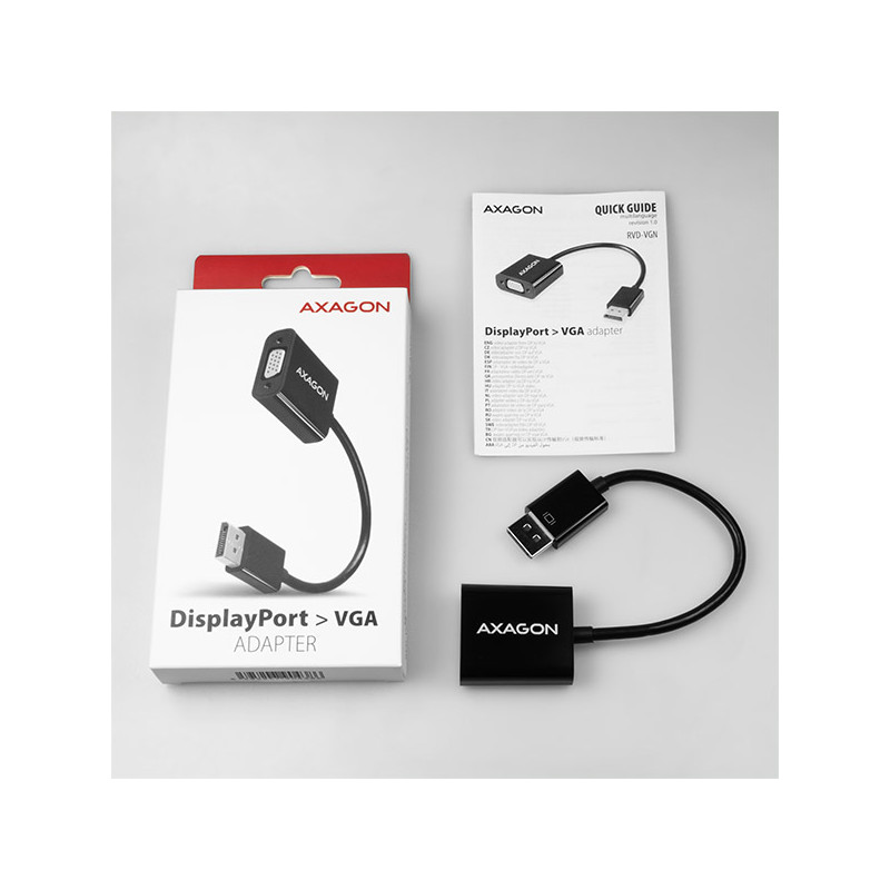 AXAGON RVD-VGN, DisplayPort - VGA redukcia / adaptér, FullHD, 1920*1200