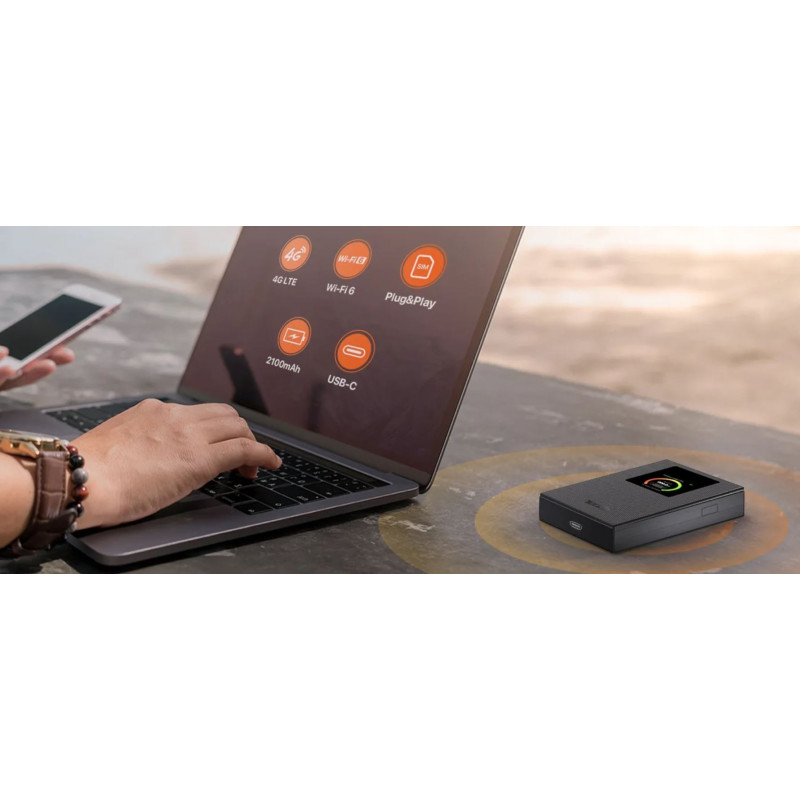 Tenda 4G185v4 4G LTE Mobile AX300 WiFi 6 batérie modem router, LCD, WPA3, USB-C