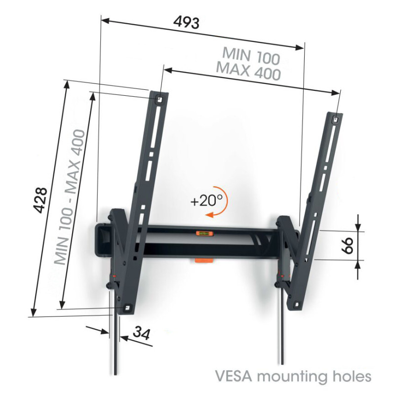 VOGELS - Vogel's TVM 3413, TV držiak s náklonom pre obrazovky 32-65'', 25 kg