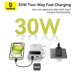 NONAME - Baseus power banka Qpow 10000mAh 30W biela s USB-C káblom