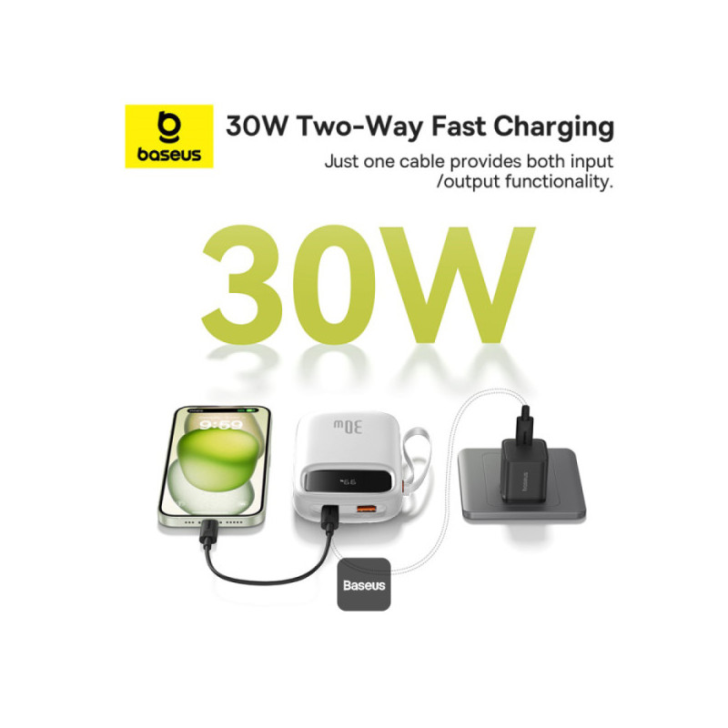 NONAME - Baseus power banka Qpow 10000mAh 30W biela s USB-C káblom