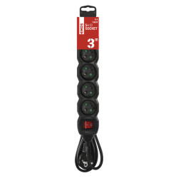 EMOS PREDĹŽKA 5Z 3M S VYP. 1,5MM ČIERNA