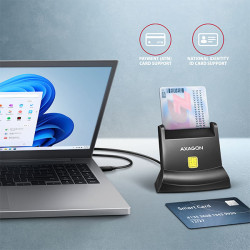 AXAGON CRE-SM4NC, USB-C čítačka kontaktných kariet Smart Card (eObčanka), stojanková, kábel 1,2 m