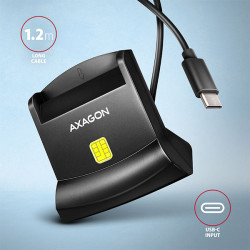 AXAGON CRE-SM4NC, USB-C čítačka kontaktných kariet Smart Card (eObčanka), stojanková, kábel 1,2 m