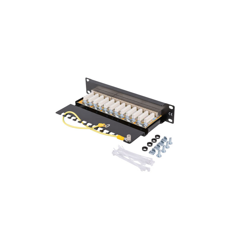 LANBERG PATCH PANEL 12PORT 1U 10'' CAT.6 FTP TIENE ČIERNY