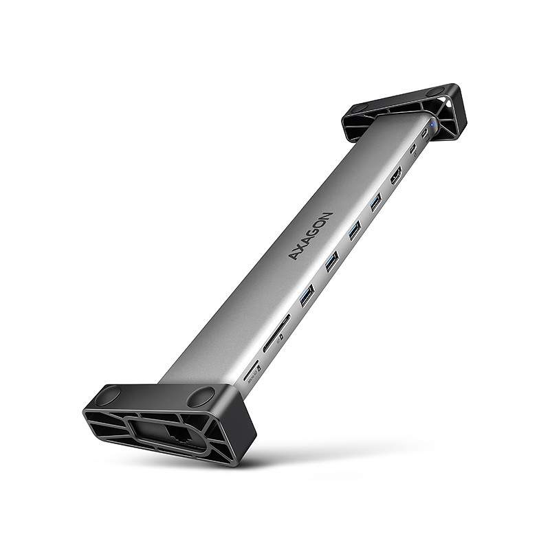 AXAGON HMC-10HLS, USB 5Gbps hub, 4x USB-A, HDMI 4k/60Hz, RJ-45 GLAN, SD/mSD, PD 100W, kábel 25cm