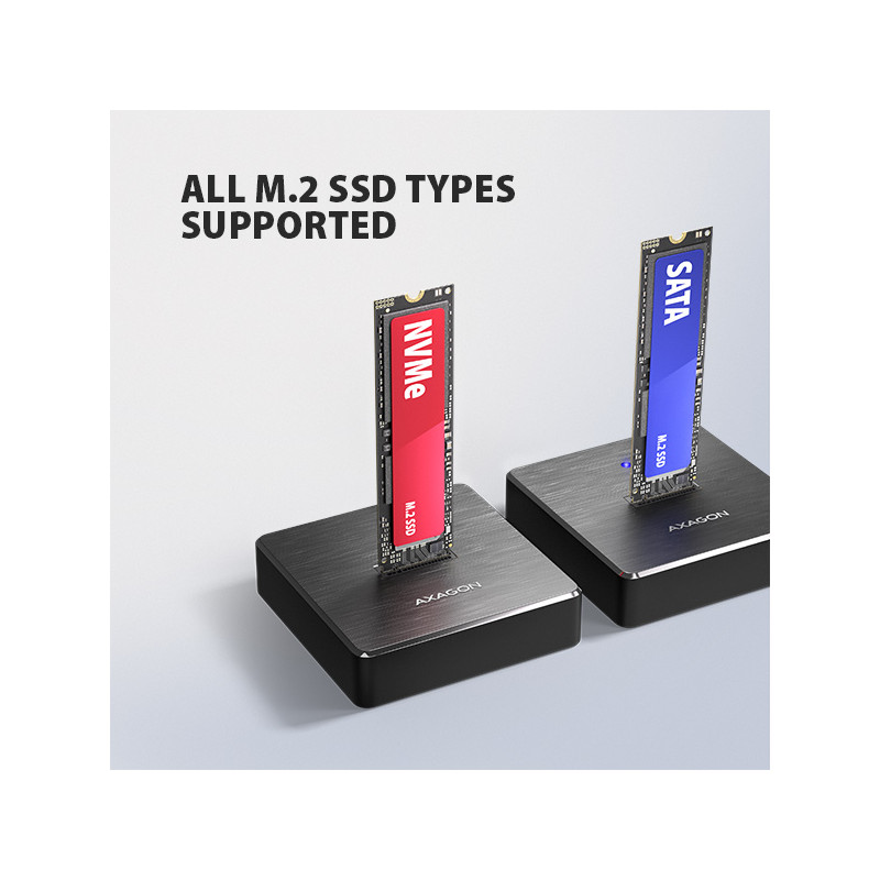 AXAGON ADSA-M2C11, USB-C 10Gbps dokovacia stanica pre 1× M.2 NVMe/SATA SSD