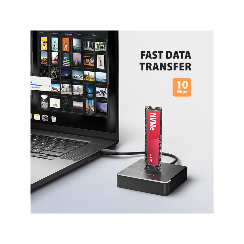 AXAGON ADSA-M2C11, USB-C 10Gbps dokovacia stanica pre 1× M.2 NVMe/SATA SSD