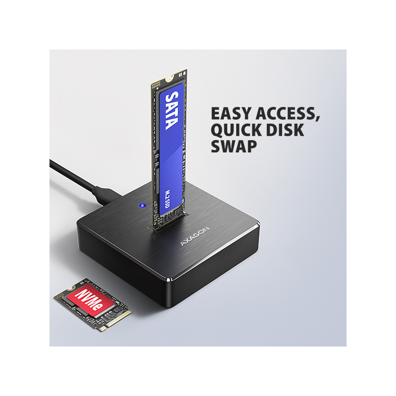 AXAGON ADSA-M2C11, USB-C 10Gbps dokovacia stanica pre 1× M.2 NVMe/SATA SSD