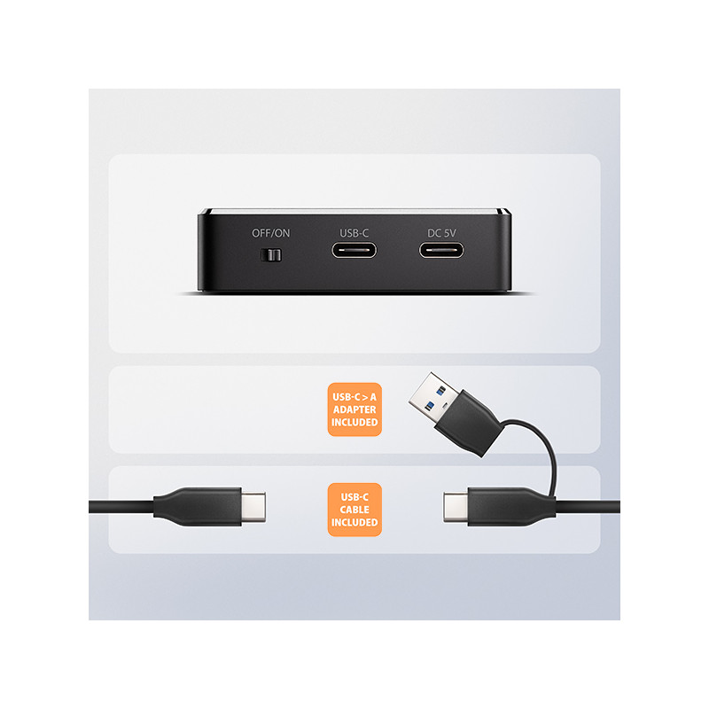 AXAGON ADSA-M2C11, USB-C 10Gbps dokovacia stanica pre 1× M.2 NVMe/SATA SSD