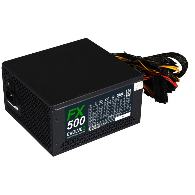 EVOLVEO FX 500, zdroj 500W ATX, 14cm, 80+, White, 3YRW
